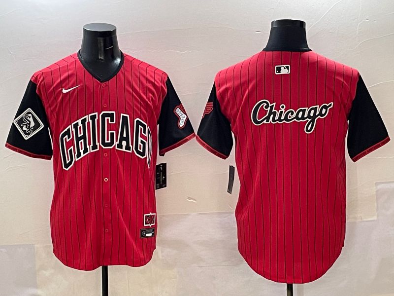 Men Chicago White Sox Blank Red Stripe Joint Name 2025 Nike MLB Jersey style 6->chicago white sox->MLB Jersey